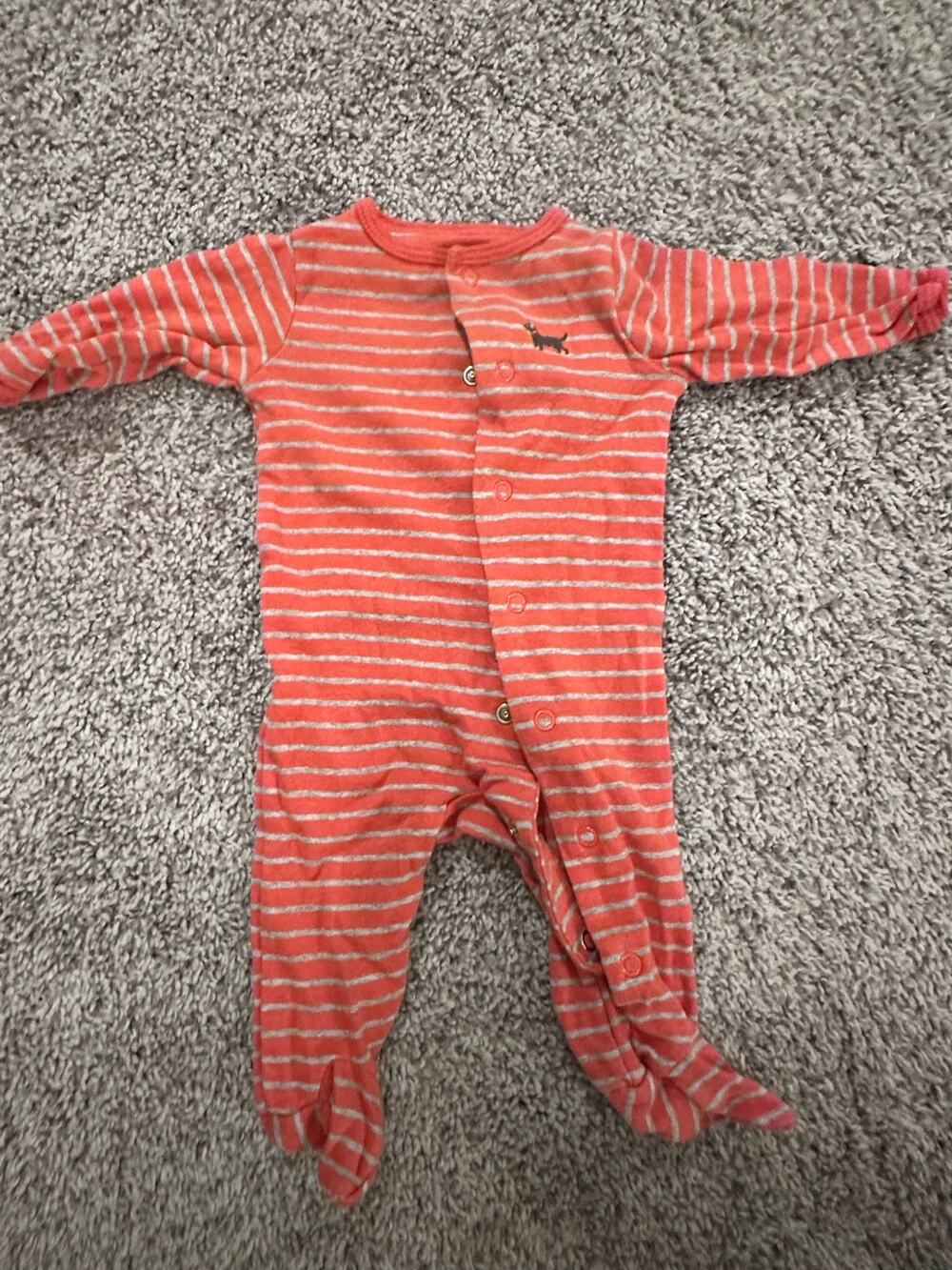 Carter's Baby Boys 0-3M Orange Navy Striped Footed Sleeper